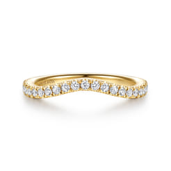 Curved 14K Yellow Gold Diamond Matching Wedding Band
