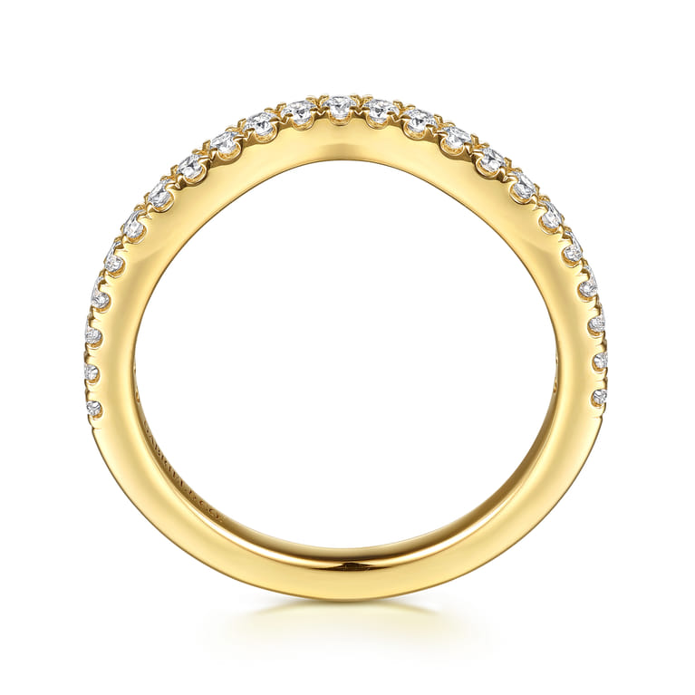 Curved 14K Yellow Gold Diamond Matching Wedding Band - 0.3 ct - Shot 2