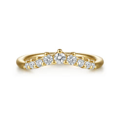 Curved 14K Yellow Gold Diamond Matching Wedding Band