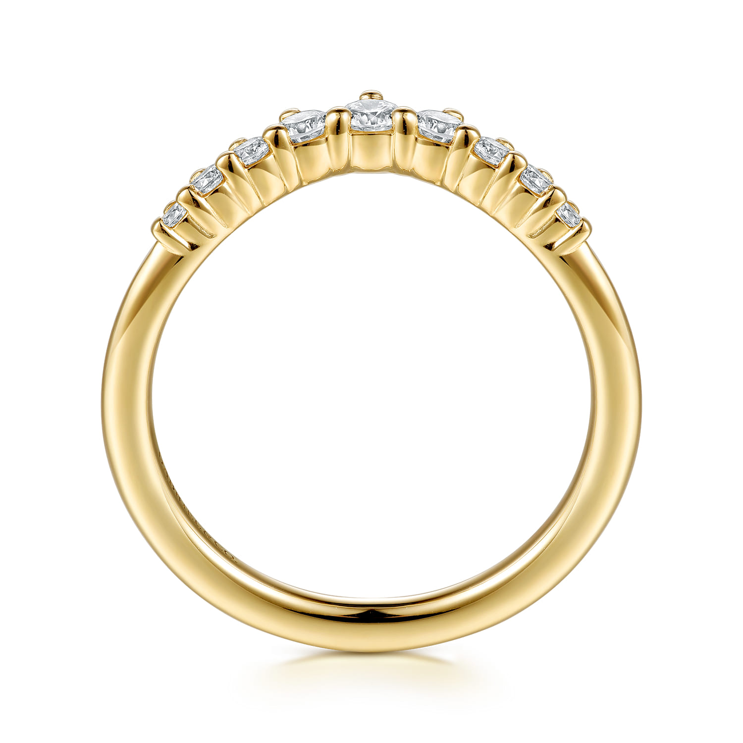 Curved 14K Yellow Gold Diamond Matching Wedding Band - 0.3 ct - Shot 2