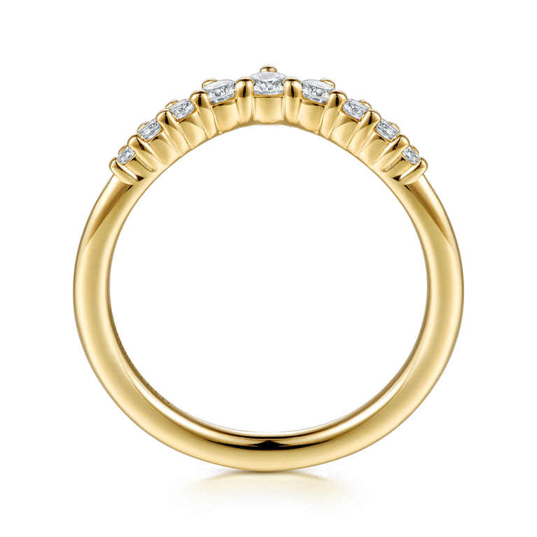 Curved 14K Yellow Gold Diamond Matching Wedding Band - 0.3 ct - Shot 2