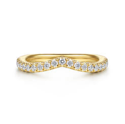 Curved 14K Yellow Gold Diamond Matching Wedding Band