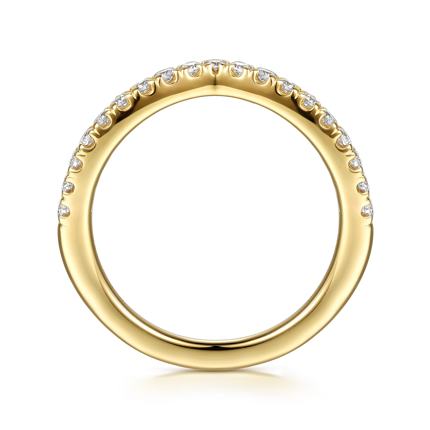 Curved 14K Yellow Gold Diamond Matching Wedding Band - 0.3 ct - Shot 2