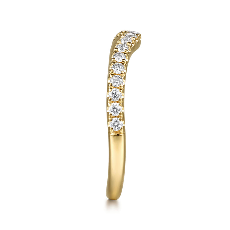 Curved 14K Yellow Gold Diamond Matching Wedding Band - 0.3 ct - Shot 5