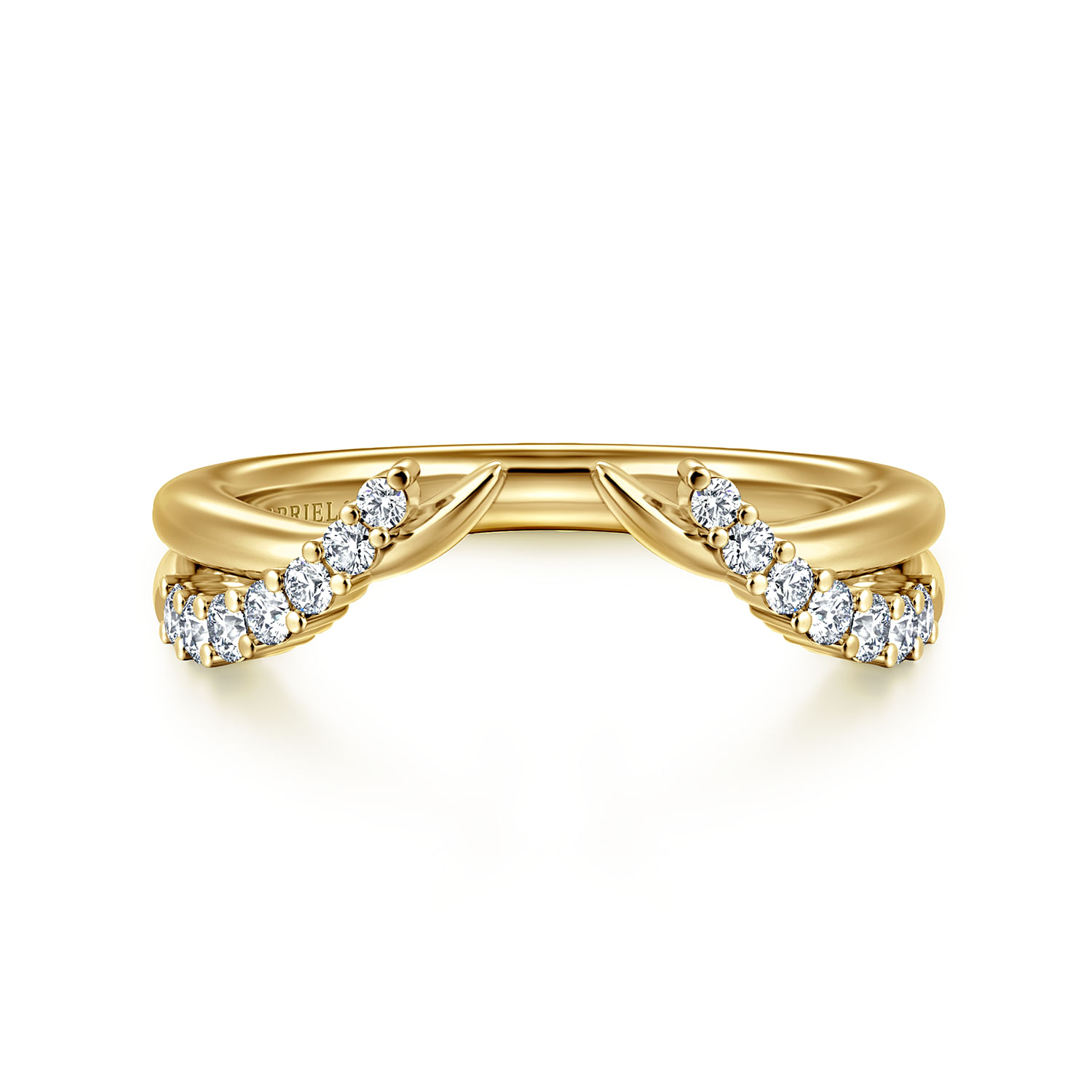 Curved 14K Yellow Gold Diamond Open Anniversary Band