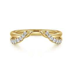 Curved 14K Yellow Gold Diamond Open Anniversary Band