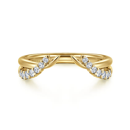 Curved 14K Yellow Gold Diamond Open Anniversary Band