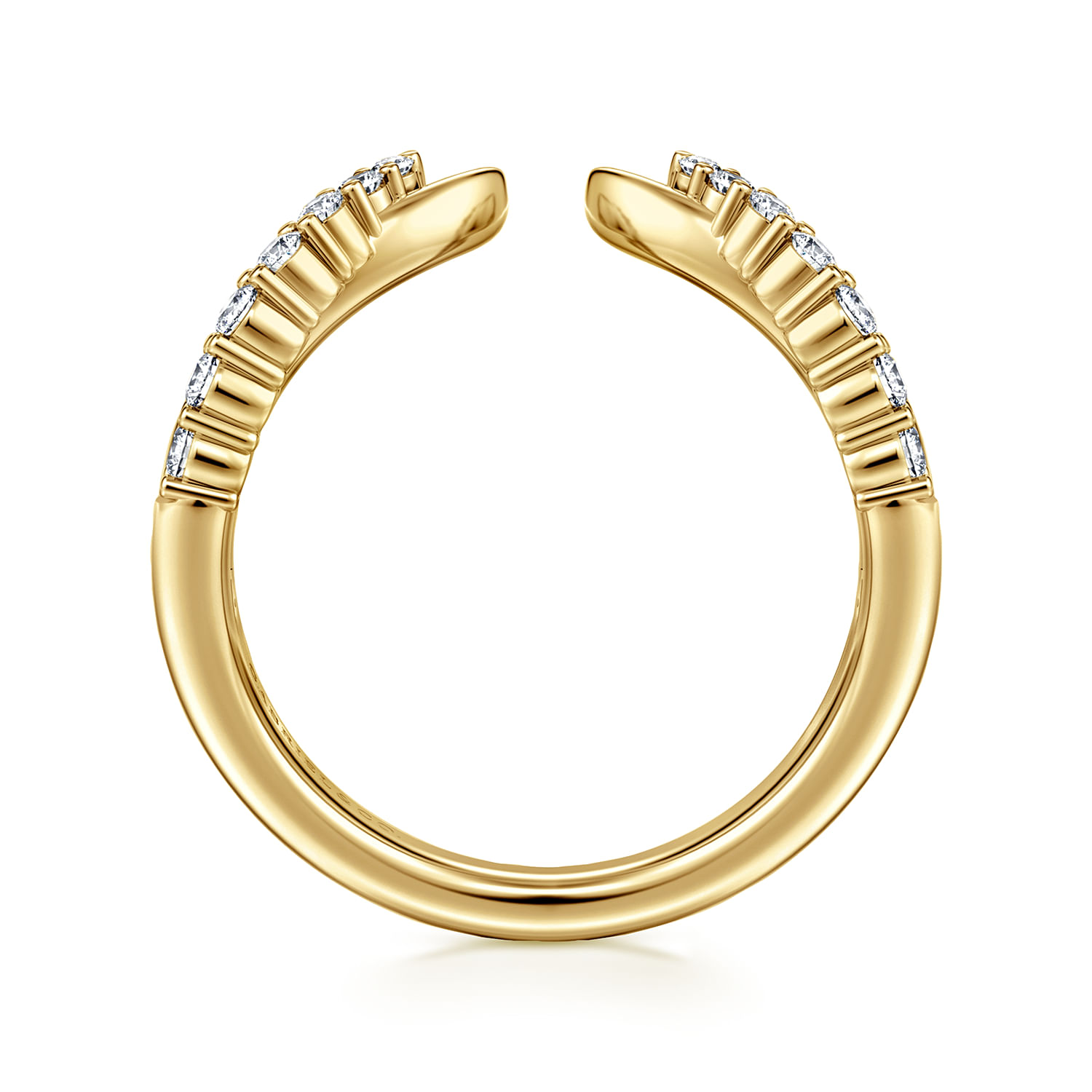 Curved 14K Yellow Gold Diamond Open Anniversary Band