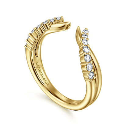Curved 14K Yellow Gold Diamond Open Anniversary Band