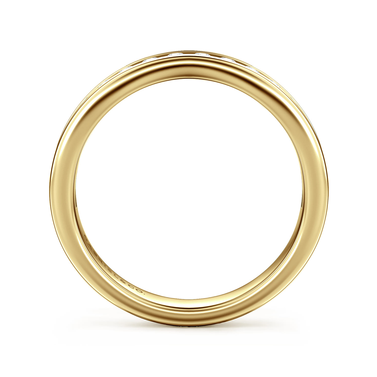 Curved 14K Yellow Gold Diamond Wedding Band - 0.45 ct - Shot 2
