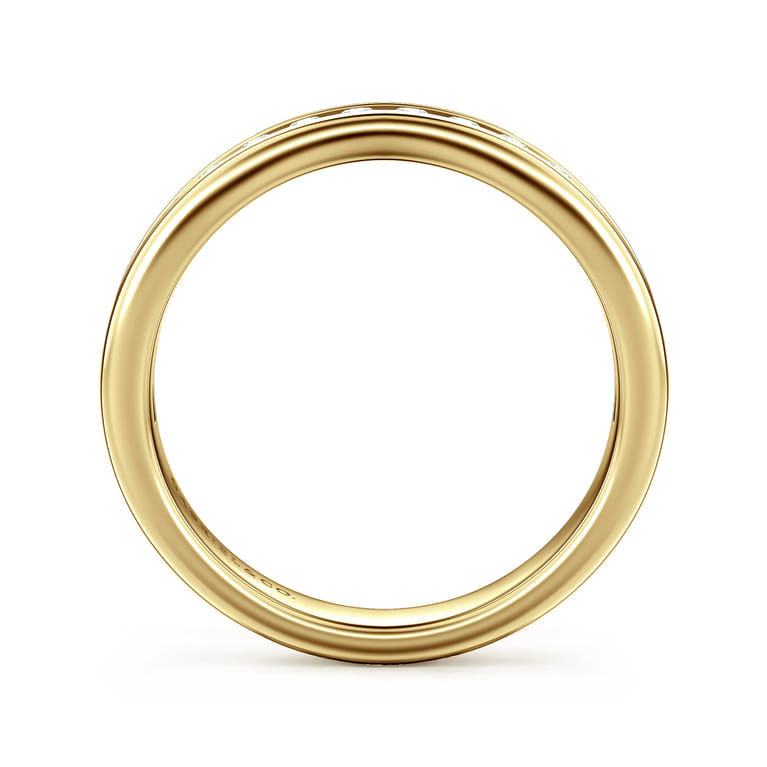 Curved 14K Yellow Gold Diamond Wedding Band - 0.45 ct - Shot 2