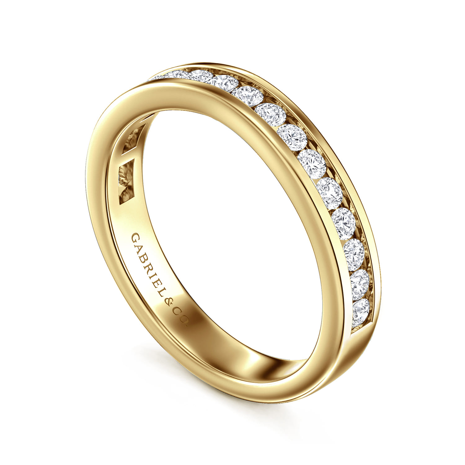 Curved 14K Yellow Gold Diamond Wedding Band - 0.45 ct - Shot 3