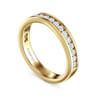 Curved 14K Yellow Gold Diamond Wedding Band - 0.45 ct