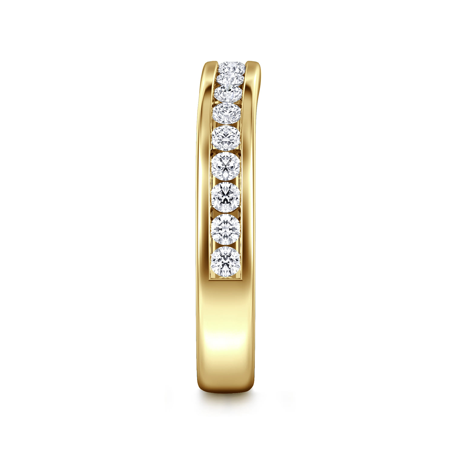 Curved 14K Yellow Gold Diamond Wedding Band - 0.45 ct - Shot 4
