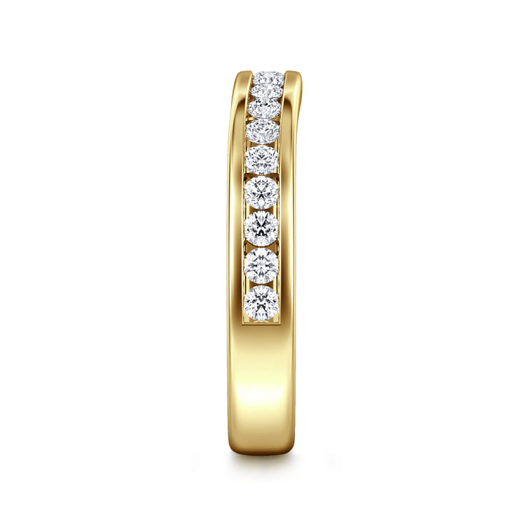Curved 14K Yellow Gold Diamond Wedding Band - 0.45 ct - Shot 4