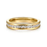 Curved 14K Yellow Gold Diamond Wedding Band - 0.45 ct