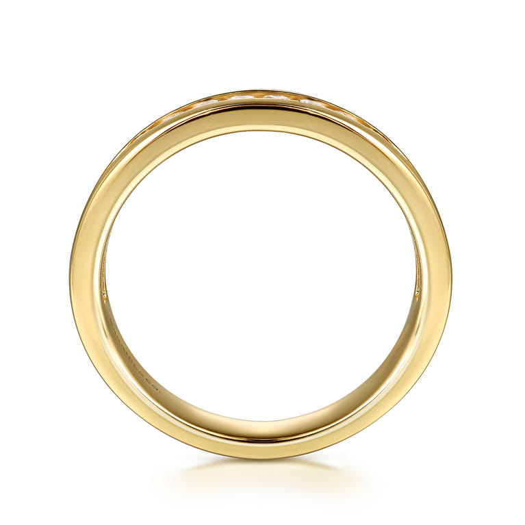 Curved 14K Yellow Gold Diamond Wedding Band - 0.45 ct - Shot 2