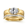 Curved 14K Yellow Gold Diamond Wedding Band - 0.45 ct