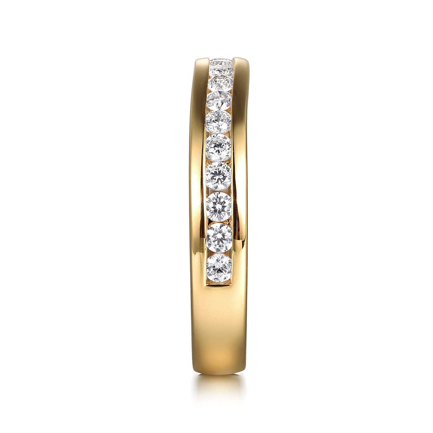 Curved 14K Yellow Gold Diamond Wedding Band - 0.45 ct - Shot 5