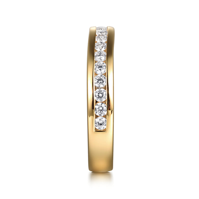 Curved 14K Yellow Gold Diamond Wedding Band - 0.45 ct - Shot 5