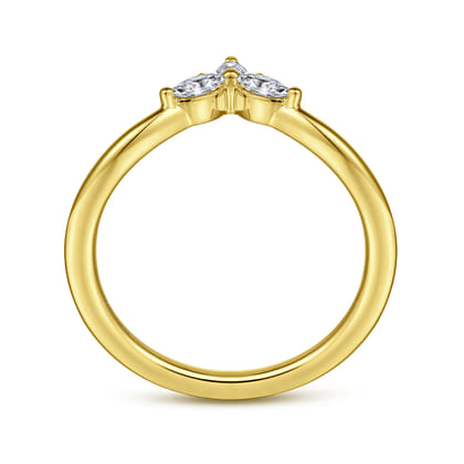 Curved 14K Yellow Gold Marquise and Round Diamond Anniversary Band