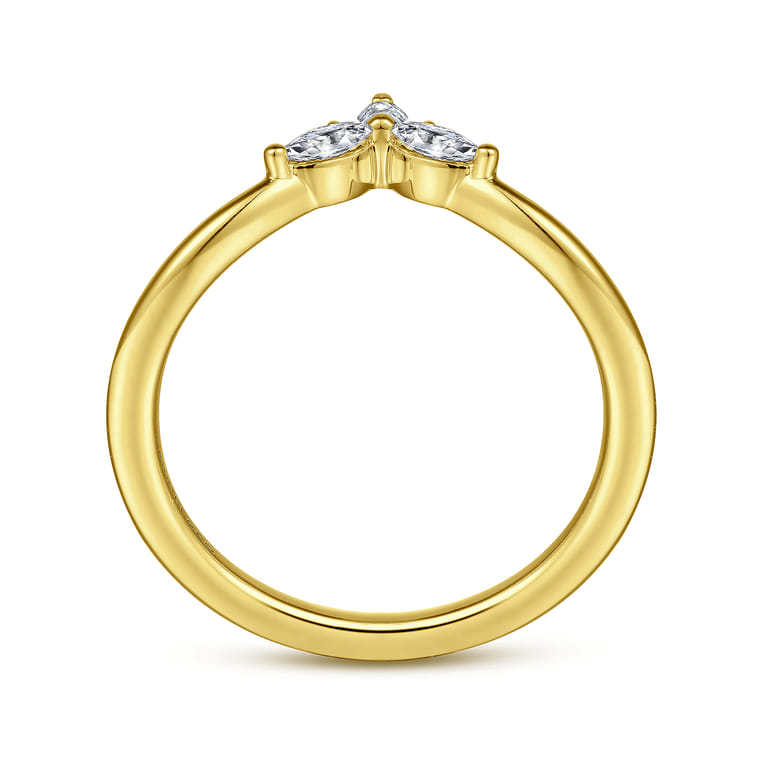 Curved Wedding Ring in 14k Yellow Gold with Marquise Natural Diamond at Gabriel & Co. - Shot 2