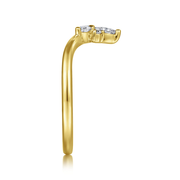 Curved Wedding Ring in 14k Yellow Gold with Marquise Natural Diamond at Gabriel & Co. - Shot 4