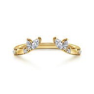 Curved 14K Yellow Gold Marquise and Round Open Diamond Anniversary Band