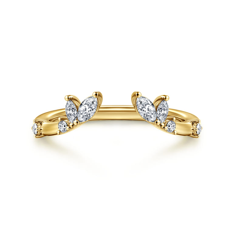 Open Ring Wedding Ring in 14k Yellow Gold with Marquise Natural Diamond at Gabriel & Co. - Shot 1