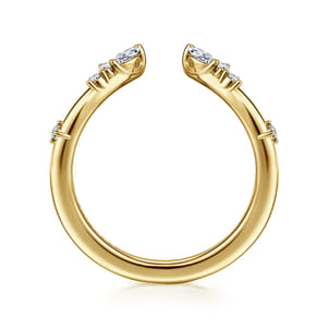 Curved 14K Yellow Gold Marquise and Round Open Diamond Anniversary Band