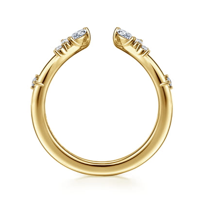 Curved 14K Yellow Gold Marquise and Round Open Diamond Anniversary Band