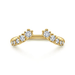 Curved 14K Yellow Gold Open Diamond Anniversary Ring
