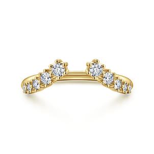 Curved 14K Yellow Gold Open Diamond Anniversary Ring