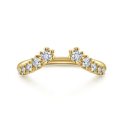 Curved 14K Yellow Gold Open Diamond Anniversary Ring