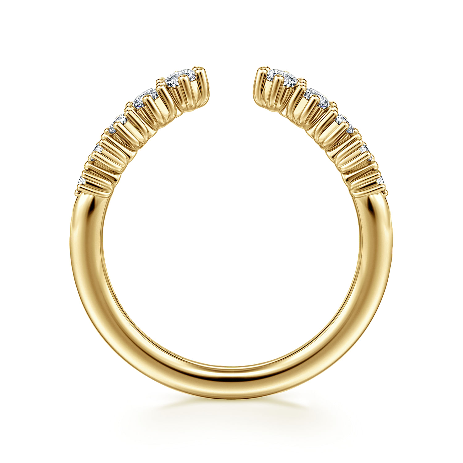 Open Ring Wedding Ring in 14k Yellow Gold with Round Natural Diamond at Gabriel & Co. - Shot 2