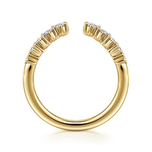 Curved 14K Yellow Gold Open Diamond Anniversary Ring