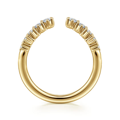 Curved 14K Yellow Gold Open Diamond Anniversary Ring