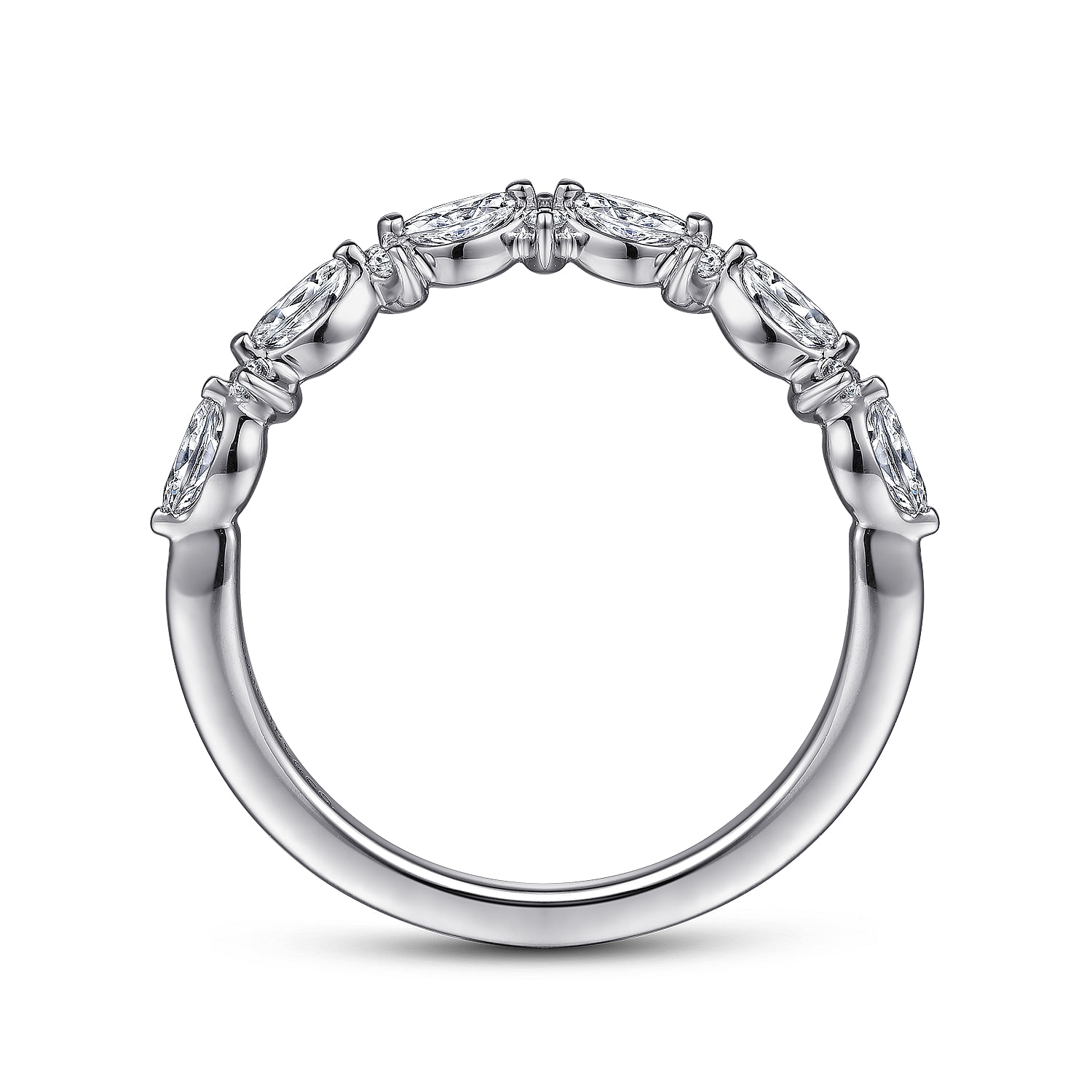 Curved Platinum Marquise and Round Diamond Anniversary Band