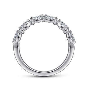 Curved Platinum Marquise and Round Diamond Anniversary Band