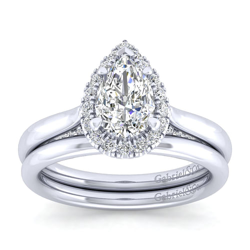 Cypress - Platinum Pear Shape Halo Diamond Engagement Ring - 0.41 ct - Shot 4