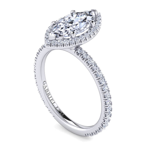 Daffodil - Platinum Marquise Halo Diamond Engagement Ring - 0.5 ct - Shot 3