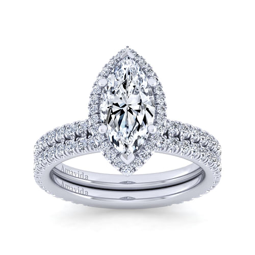 Daffodil - Platinum Marquise Halo Diamond Engagement Ring - 0.5 ct - Shot 4