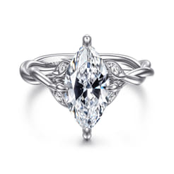 Daija - 14K White Gold Twisted Marquise Diamond Engagement Ring