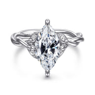 Daija - 14K White Gold Twisted Marquise Diamond Engagement Ring