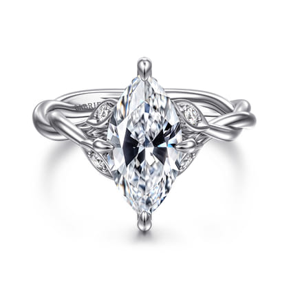 Daija - 14K White Gold Twisted Marquise Diamond Engagement Ring