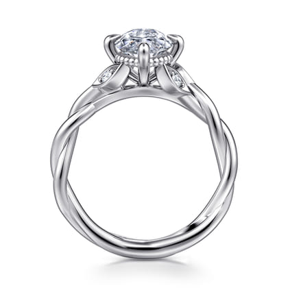 Daija - 14K White Gold Twisted Marquise Diamond Engagement Ring