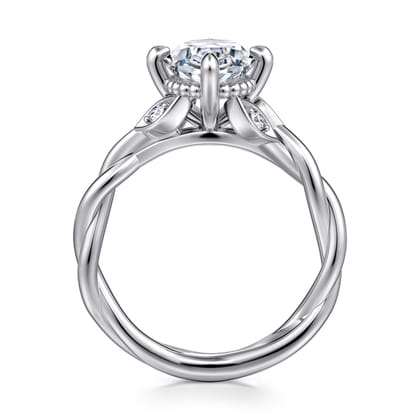 Daija - 14K White Gold Twisted Oval Diamond Engagement Ring