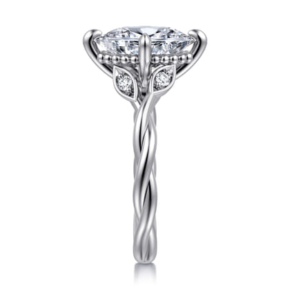 Daija - 14K White Gold Twisted Oval Diamond Engagement Ring