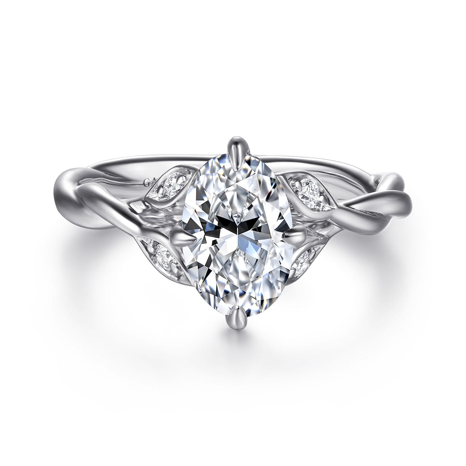 Daija - 14K White Gold Twisted Oval Diamond Engagement Ring