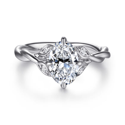Daija - 14K White Gold Twisted Oval Diamond Engagement Ring